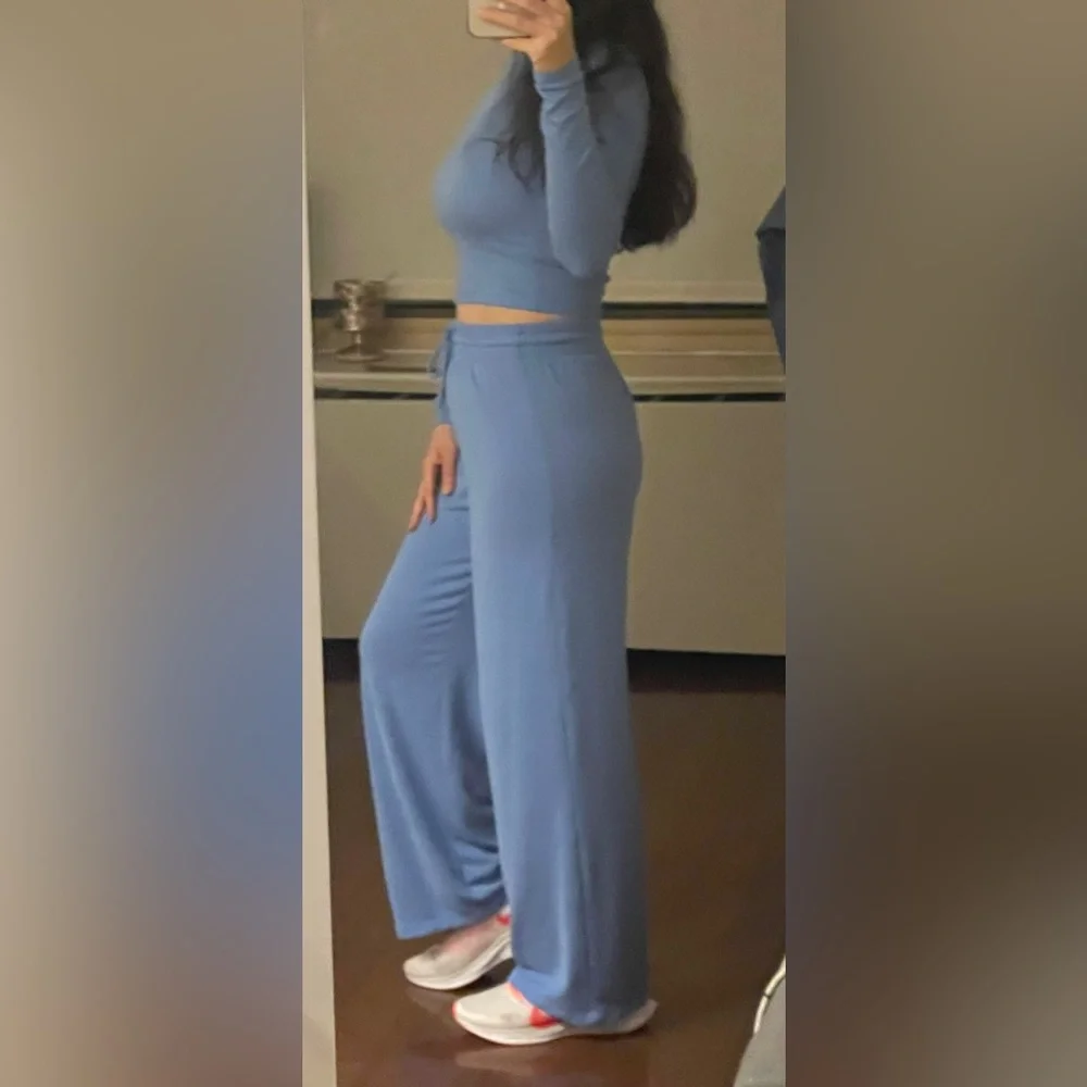 Aritzia Wilfred Free Lounge Sweatpants (Azurine Blue) (with matching top) - Picture 3 of 16